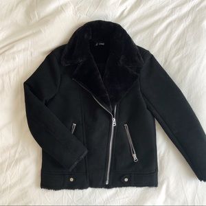 Black Aviator Style Coat